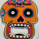 Six Flags Magic Mountain Day Of The Dead Orange  Skull Bottle Opener Magnet New