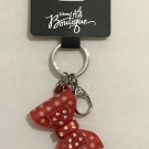 Disney Parks Disney Boutique Minnie Mouse Red Bow W/ Stones Keychain New