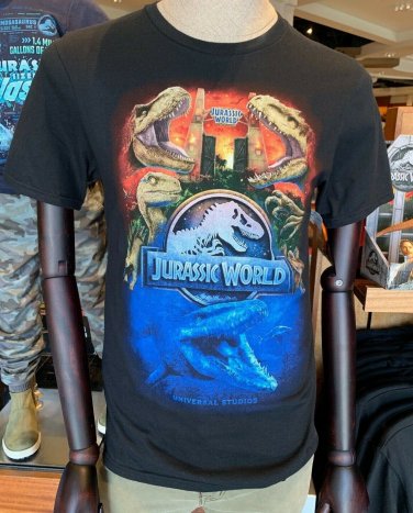 Universal Studios Jurassic World Gate Entrance Raptor T-Rex Mens T-Shirt Small