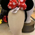 Disney Parks Minnie Mouse Ears Black Felt Headband With Red Bow & White Dots New