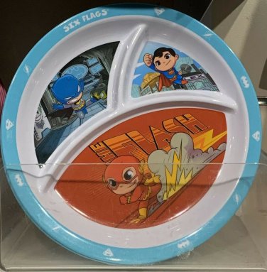 Six Flags Magic Mountain Batman The Flash Superman Kid Plate New Set Of 2