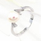 Free shipping--Silver, Pearl and CZ Ring