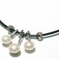 Free shipping--Natural Pearl Pendant With 16" Leather Chain