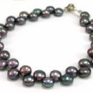 Free shipping---Black Natural Pearl Bracelet With Lobster Clasp