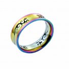 Free shipping--Stainless Steel Laser Cut Rainbow Color Ring