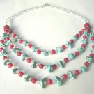 Free shipping---Turquoise, Coral, Crystal Beads Necklace