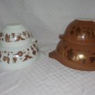 VINTAGE PYREX AMERICANA EAGLE CHICKEN NESTING BOWL SET 4pc  GOLD WHITE BROWN