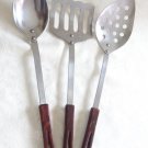 VINTAGE 50s SET FAUX CHERRY BAKELITE LONG HANDLE STRAINER SPOON & SPATULA NICE