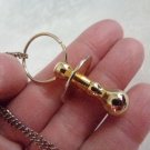 VINTAGE LARGE GOLD PLATED PACIFIER PENDANT BABY BINKIE NECKLACE BABY SHOWER GIFT