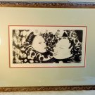 VINTAGE FRAMED ASIAN INK BLOCK PRINT SGD L REGENTZ? ABSTRACT MODERNIST 1/12 BLOC
