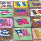 LOT 12 1920s TOBACCO FELT ADVERTISING FLAGS OF WORLD FOR QUILT ITALY US GREECE