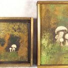 EARLY VINTAGE SET 2 OIL PAINTINGS FRAMED MARY ROSS FOREST FAMILY FLOWER OF WOODS