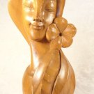 VINTAGE MONKEY POD WOOD CARVING HAWAIIAN LADY SOUVENIR STATUE RYE BEACH NH NICE!