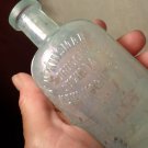 ANTIQUE W KINSMAN & CO DRUGGIST'S PHARMECY AQUA GLASS BOTTLE MAINE NEW YORK RARE
