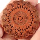 VINTAGE HAND CARVED CINNABAR FLOWER HOLED PENDANT BEAUTIFUL HAND TOOLED DETAIL