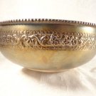 ANTIQUE SOUTHEAST ASIA SILVER SERVING BOWL 7' W HAND CHASED INTRICATE FLOWER