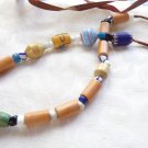 VINTAGE ASSORTED AFRICAN TRADE BEADS NECKLACE TUBE CLAY GLASS BEADS NICE PIECE