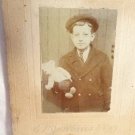 ANTIQUE 1800s CDV LITTLE BOY HOLDING TEDDY BEAR IN ARMS E.L. JENKINS