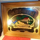VINTAGE HUGE SOUTHERN COMFORT WHISKY OLD DRINK SOUTH MIRROR PICTURE WOOD FRAME