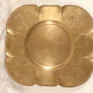 ART DECO HAND HAMMERED BRASS PLATTER SERVING PLATE ROSES GALORE CUT EDGES LOVELY