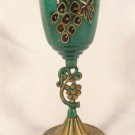 VINTAGE MADE ISRAEL ENAMEL ON COPPER STEMWARE GLASS CHALICE CUP GRAPE DESIGN