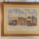 VINTAGE PRINT STANDARD GAS STATION  JACK SMITH SIGNED OAK FRAMED GASOLINE ART