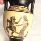 VINTAGE HAND PAINTED PRIMITIVE GREEK WARRIOR FIGURAL URN VASE RED CLAY BEAUTY