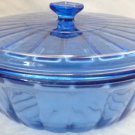 VINTAGE COBALT BLUE GLASS ANCHOR HOCKING CASSEROLE DISH OVEN SAFE 2 QUART SZ