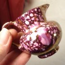 VINTAGE OLD CASTLE MADE IN ENGLAND MINIATURE PORCELAIN PITCHER PINK PURPLE DOTS