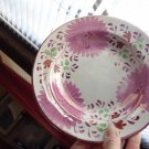 EARLY ANTIQUE GAUDY WELSH HAND PAINTED DISH  BOWL ZINNIA FLOWERS GOLD EDGE