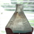 VICTORIAN HAND BLOWN GLASS INK WELL OCTAGON UMBRELLA INK WELL IRRIDESCENT GLASS