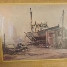 VINTAGE RARE PRINT  OTIS COOK OIL PAINTING FISHING BOAT ROCKPORT MASS ARTIST