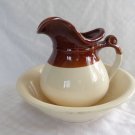 MCCOY #755 ART POTTERY BROWN CREAM GLAZE PITCHER & BOWL WASH BASIN