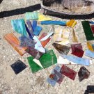 HUGE STAINED GLASS LOT AGATE SLAG GLASS MOSAIC ART WATERGLASS PURPLE AMBER NICE