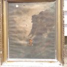 ANTIQUE ADV PAINTING WOOD FRAME OLD MAN MOUNTAIN COMPLIMENTS -NH FIRE INSURANCE