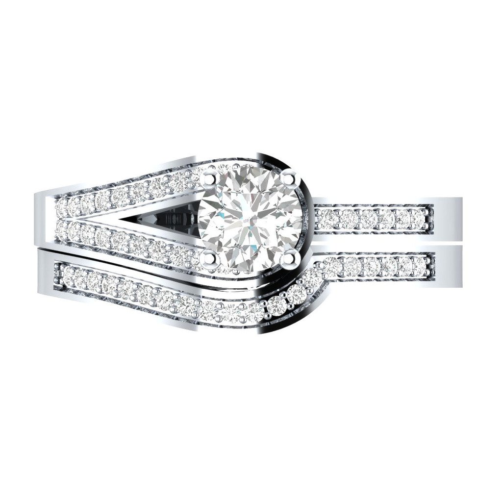 1.00 ct Lab Created White Diamond 925 Sterling Silver Bridal Set Ring