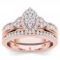 1.32ct White Topaz Rose Gold Over Sterling Engagement Bridal Ring Set Sizable ##
