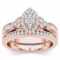 1.32ct White Topaz Rose Gold Over Sterling Engagement Bridal Ring Set Sizable ##