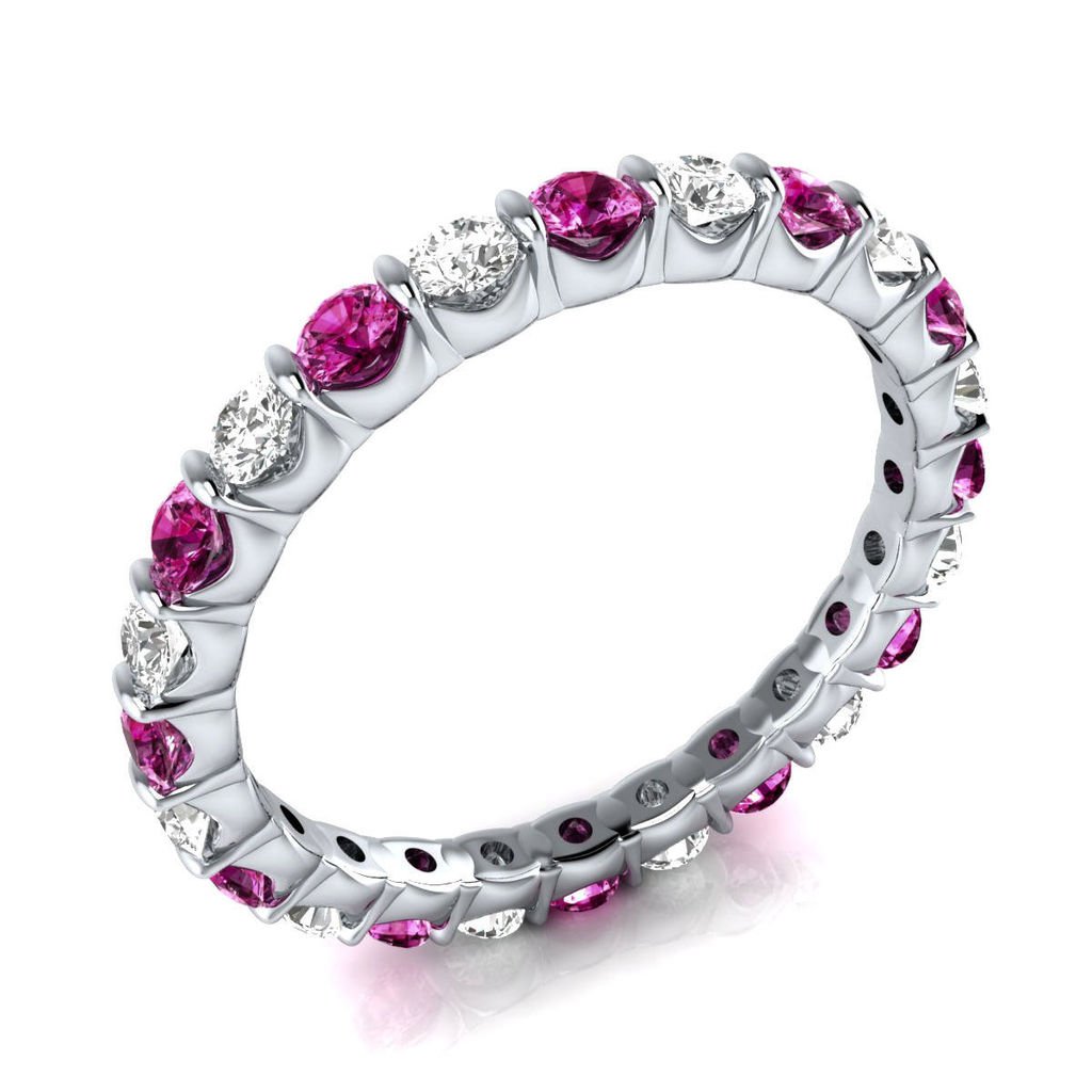 1.43ct Natural Real Pink Sapphire & Diamond 10k White Gold Eternity ...