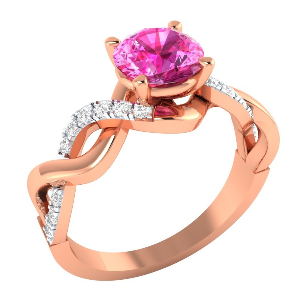 1.95ct Pink & White Sapphire 18K Rose Gold Over Sterling Engagement