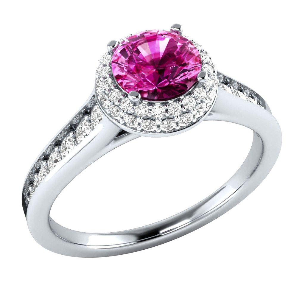 .925 Sterling Silver in 0.98 ct Pink & White Sapphire Engagement Ring