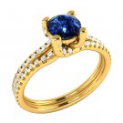 1.15ct Round Blue Sapphire 18k Yellow Gold Over Sterling Engagement Ring Sizable