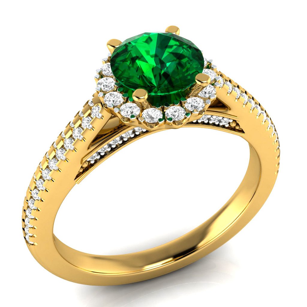 2.45 ct Emerald & Sapphire in Yellow Gold Over Sterling Engagement Ring ...