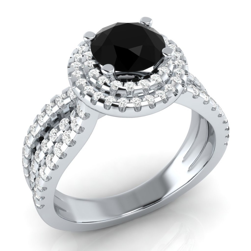 2.95 ct Round Spinal & Sapphire 925 Sterling Silver Halo Engagement