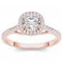 14k Rose Gold Over Strerling 0.90 ct Round Sapphire Halo Engagement Ring Sizable