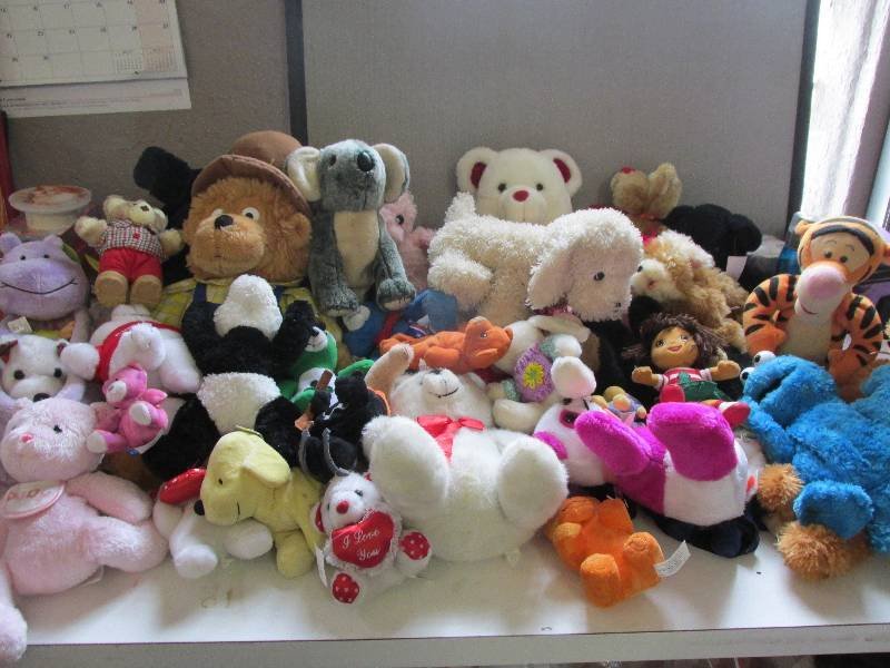 a lot of stuffed animals