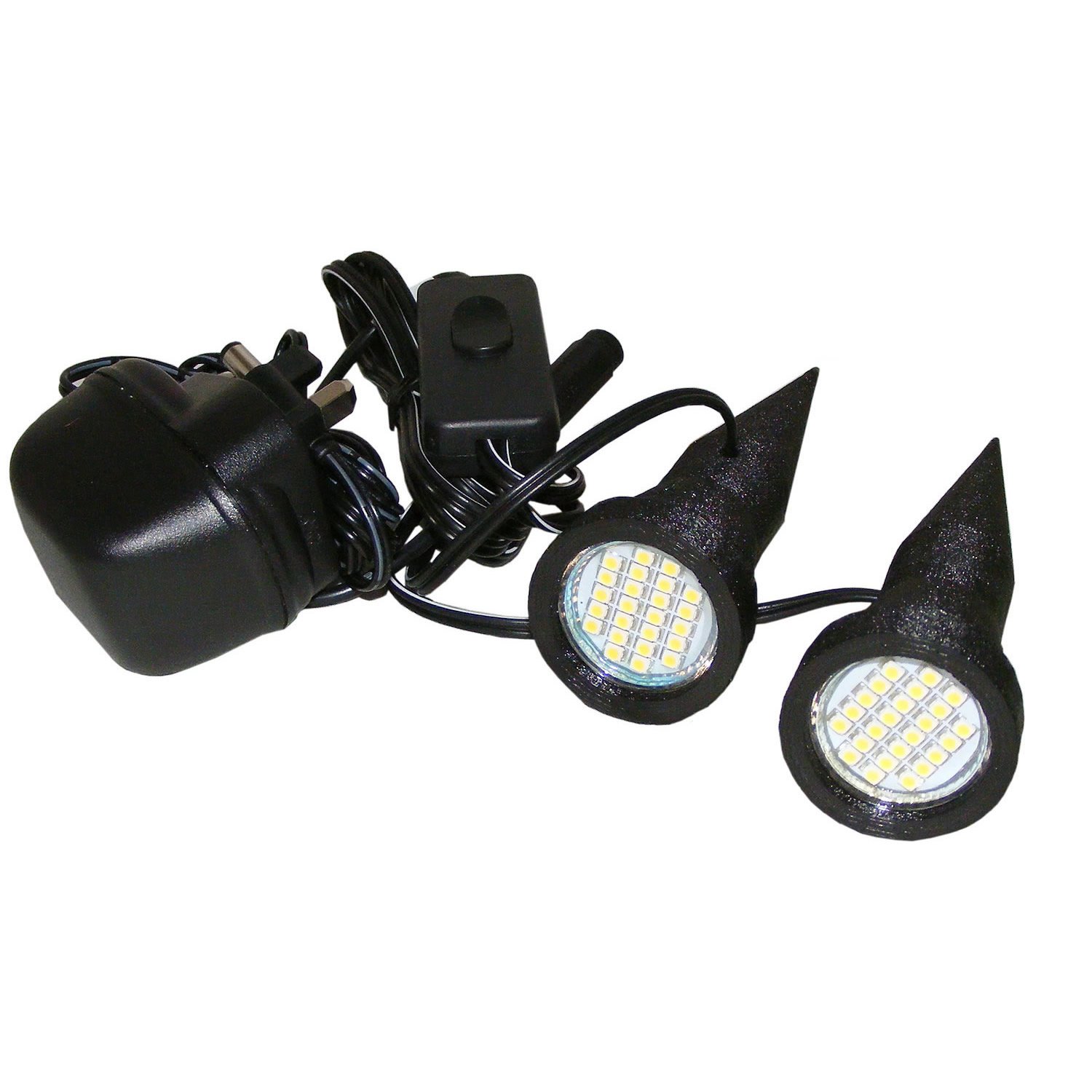 Pair of Superbright White Plant Pot Uplighters / Spike Lights with