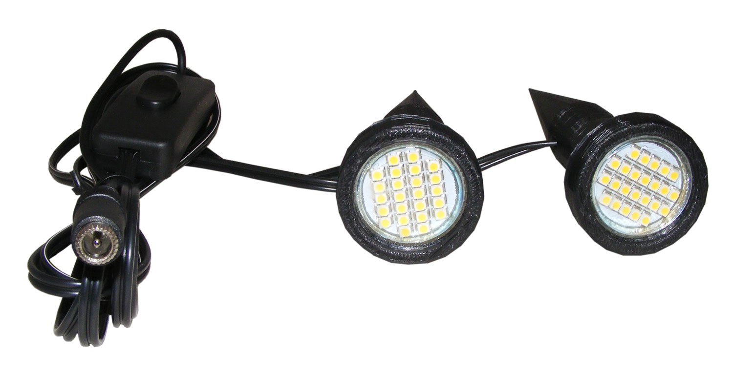 Pair of Superbright Plant Pot Uplighters / Spike Lights with Mains Adapter