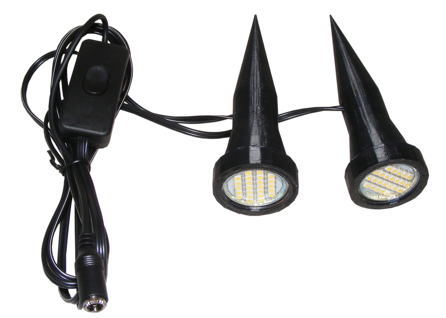Pair of Superbright Plant Pot Uplighters / Spike Lights with Mains Adapter