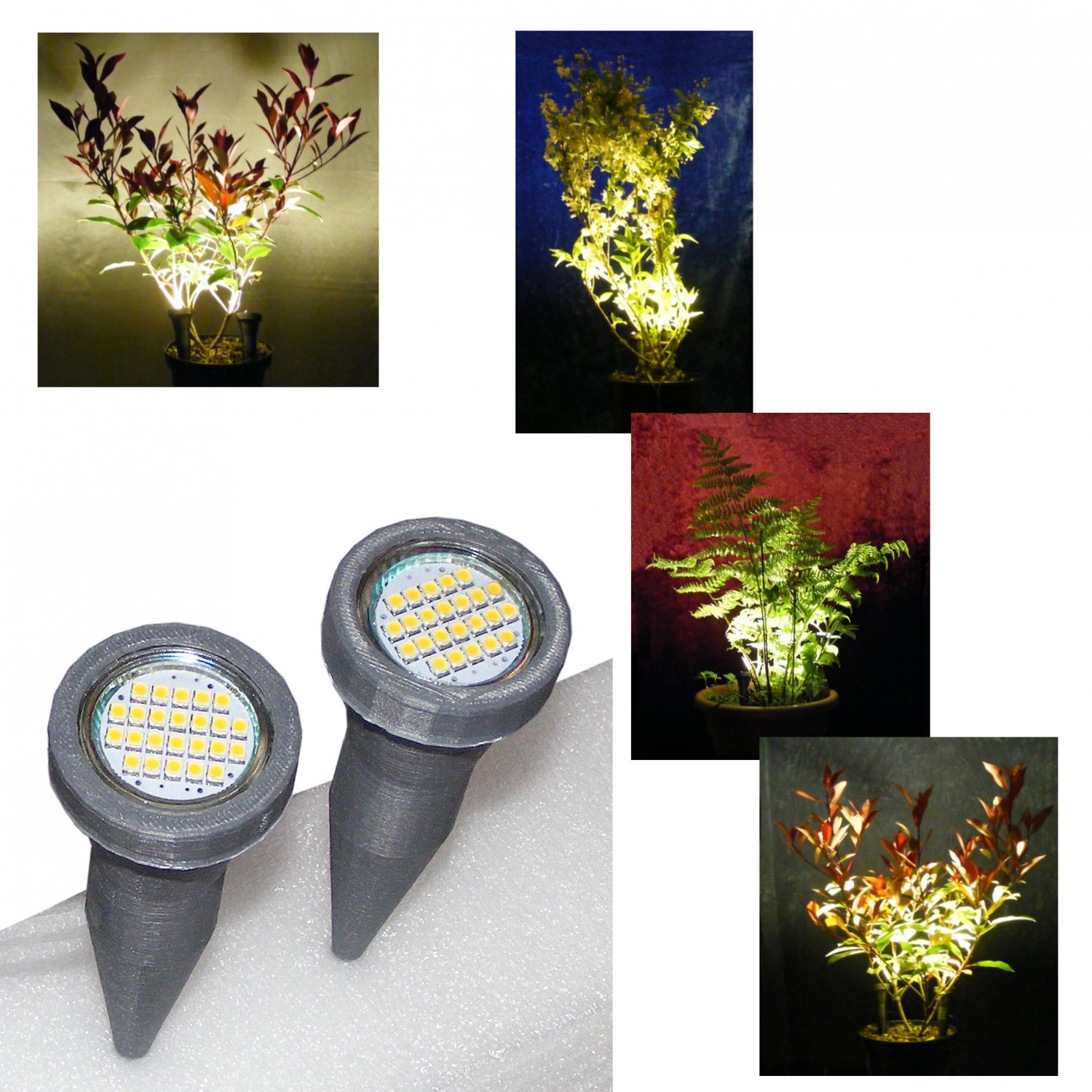 Silver Grey Plant Pot Display Lights / Uplighters / Plant Pot Spike Lights with Mains Adapter